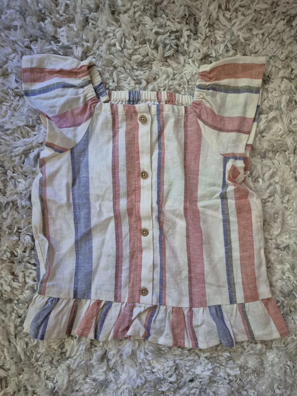 Carter's Striped Ruffle Button-Front Top in Pink & Blue